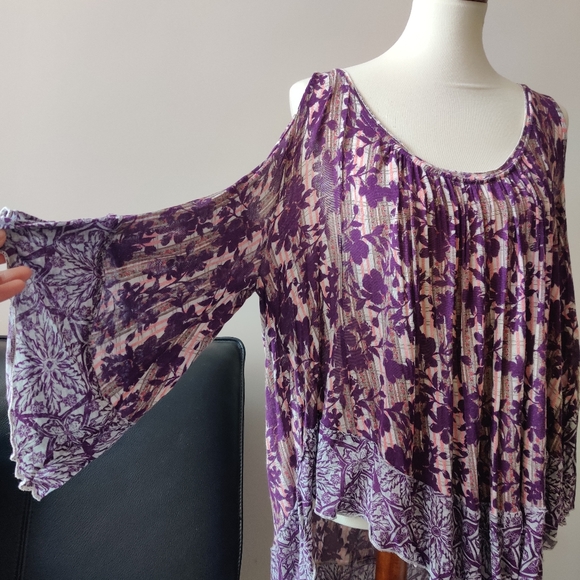 Free people open shoulder floral top - Picture 4 of 5